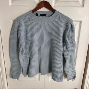 Saks Fifth Avenue Black Label Wool Crew Neck Sweater light blue made in Italy XL